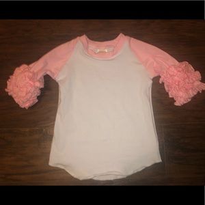 PINK Ruffled 3/4 Sleeve Raglan 💗